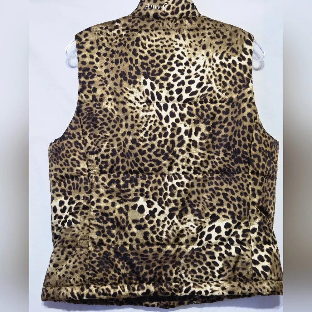 Jones New York Animal Print Puffer Vest Size Large In EUC. - Picture 2 of 7